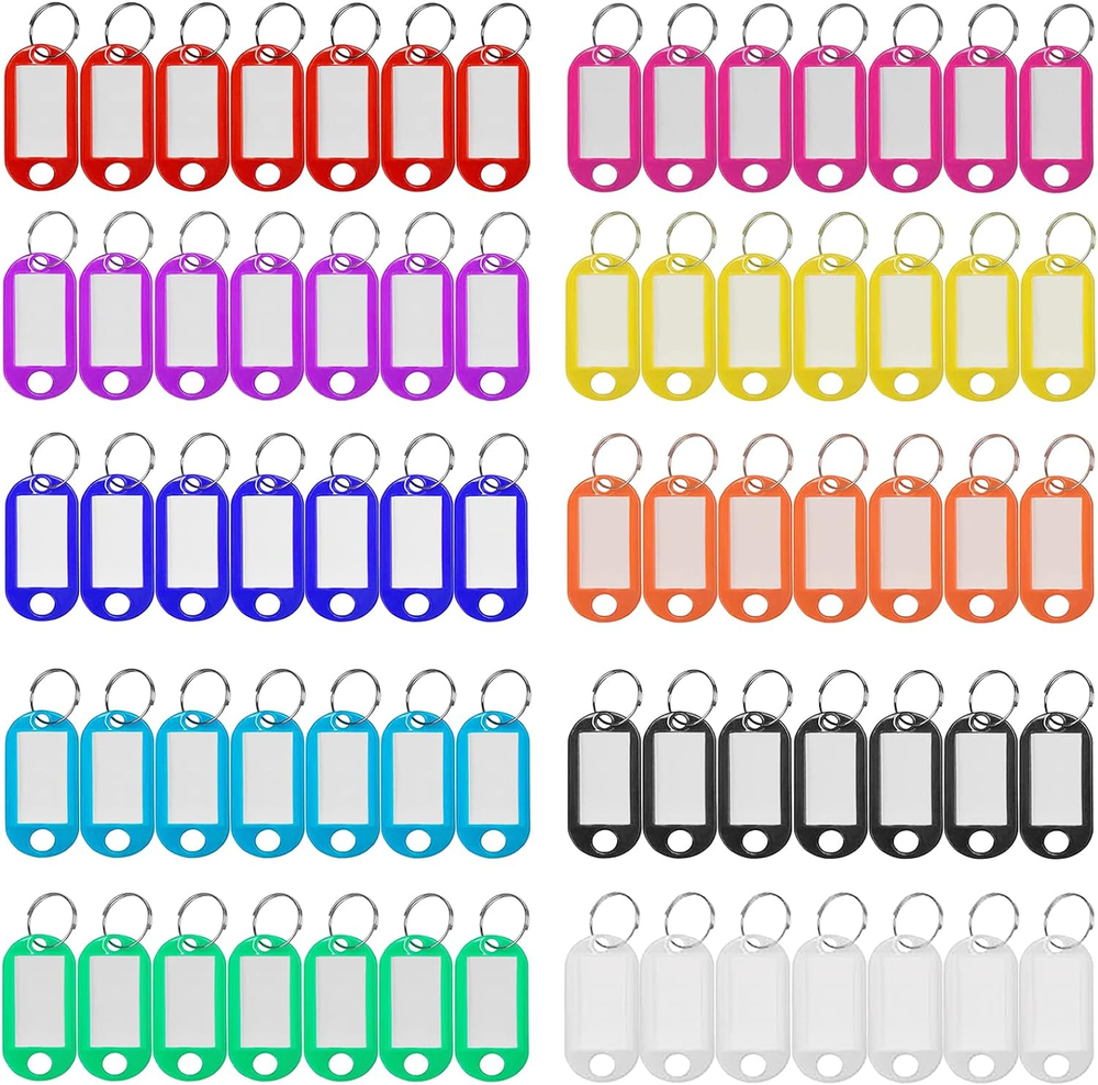 Plastic Key Tags 220 Pcs, Key Labels with Ring and Label Window, Key Chain ID Ta