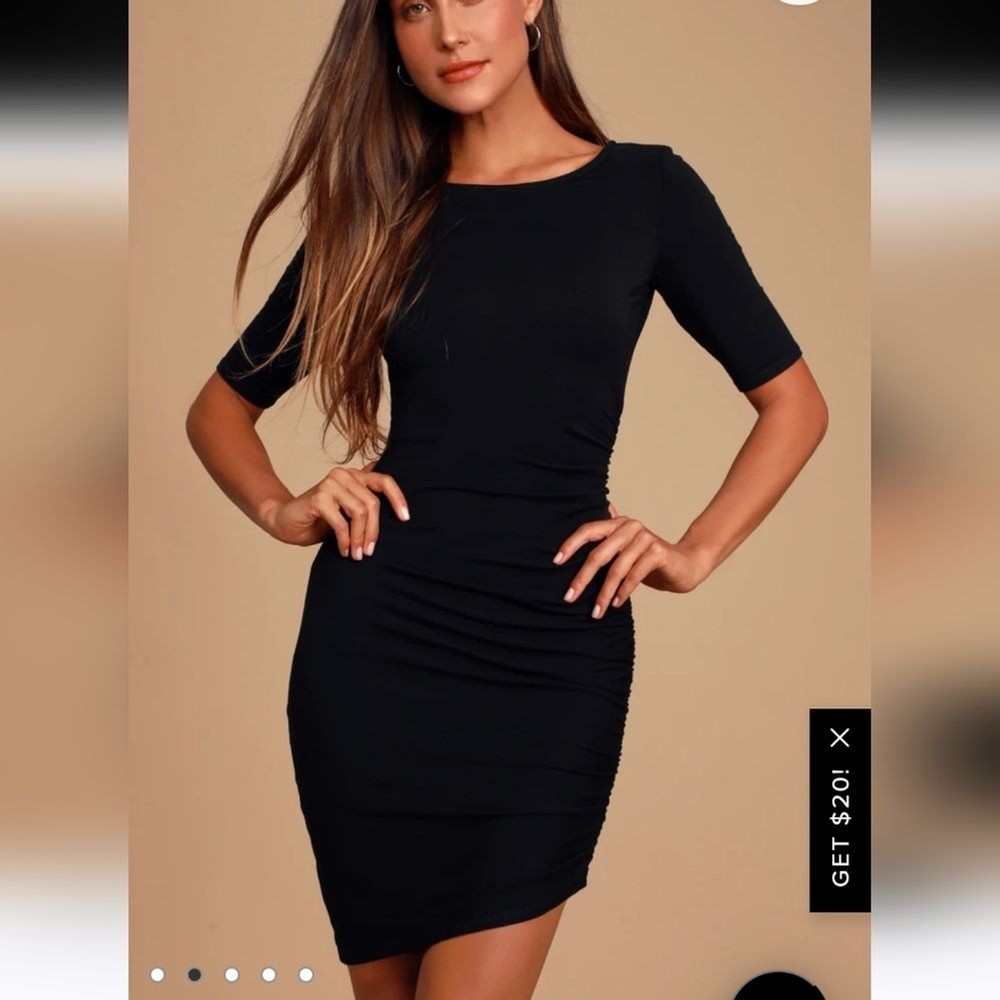 Платье Lulus Steal Your Attention трикотажное черное собранное в рюш эластичное асимметричное