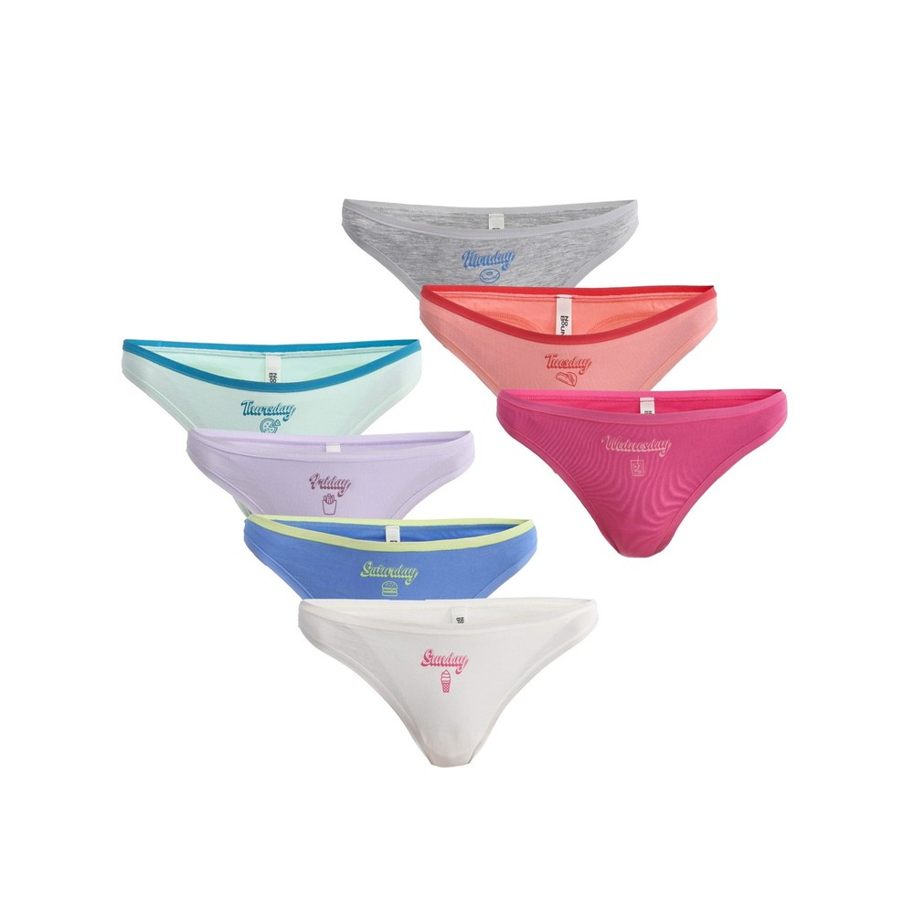 No Boundaries Junior Cotton Days of the Week Thong Panties 7 Pack XXXL (22)