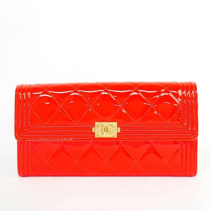 CHANEL Boy Wallet A80286 Long Flap Women's Leather Black Used