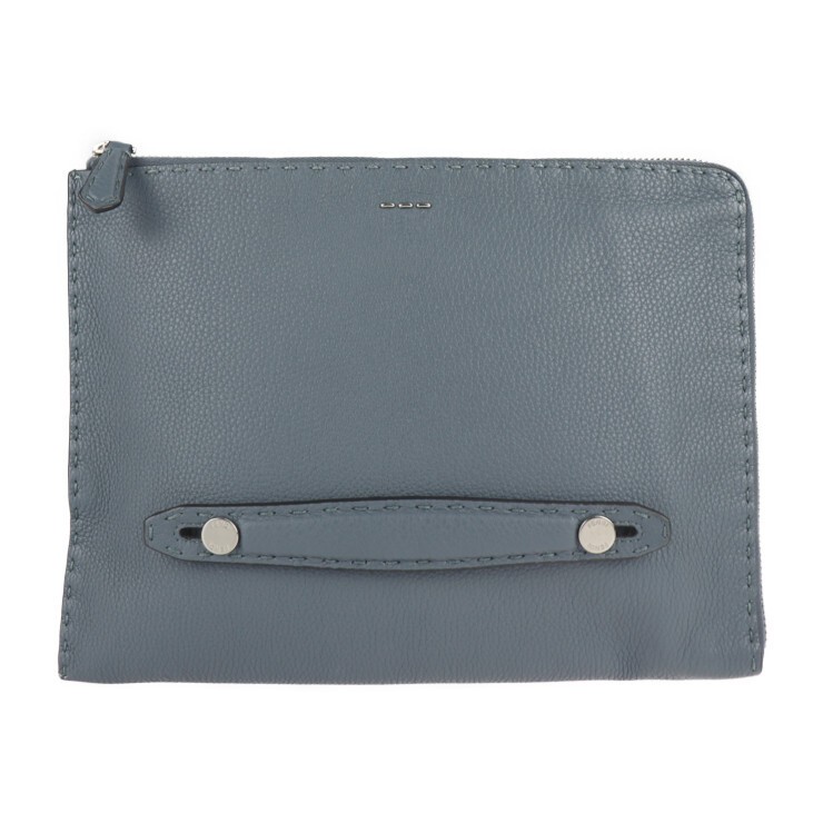 RARE FENDI Selleria 7M0225 blue leather clutch bag in excellent condition