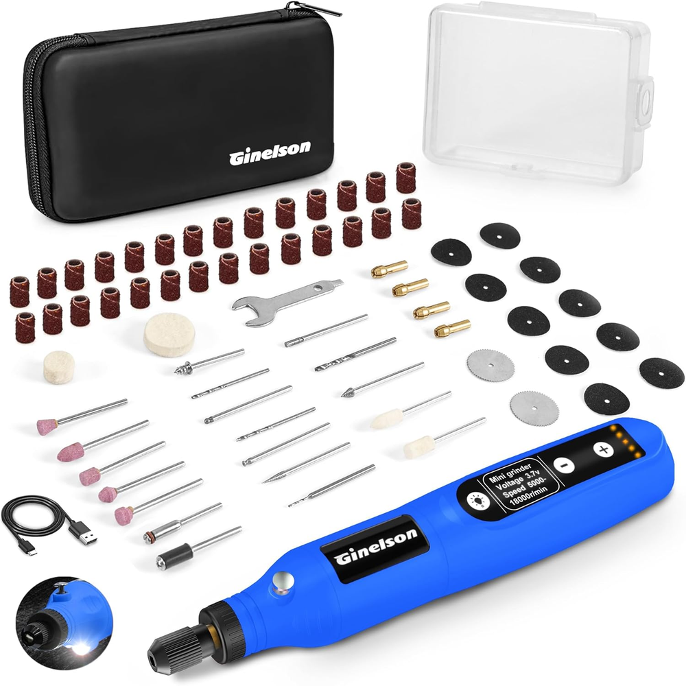 5-Speed Cordless Rotary Tool Kit with 64 Attachments for DIY & Crafting