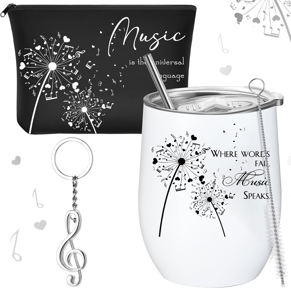 Music Gifts for Women Music Teacher Gifts Music Themed Gifts 12 Oz Wine Tumbler