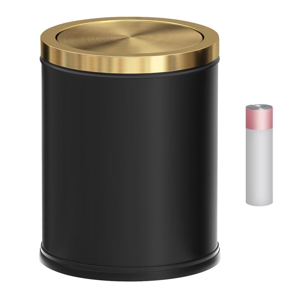 Paper Backet with Fli... 4Gallon Stainless Steel Trash Can with Gold Shake Lid