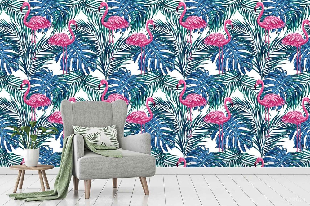 3D Flamingo Leaf Pattern Wall Murals Wallpaper Murals Wall Sticker 25