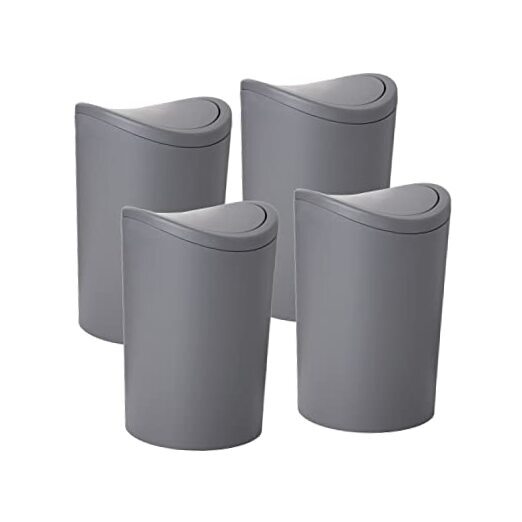 Small Modern Grey Bathroom Trash Can with Swing Lid