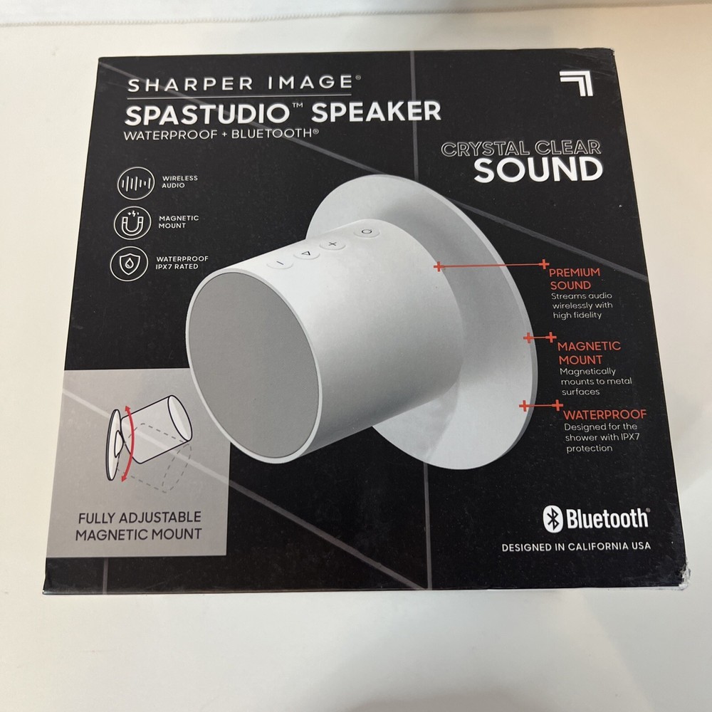 Sharper Image Spastudio Waterproof Bluetooth Shower Speaker with Magnetic Mount - New