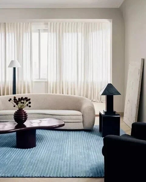 Sky Blue Soft New Zealand Wool Densely Loops And Cut Pile Area Hand Tufted Rug