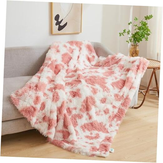 Luxury Cow Print Shaggy Plush Throw Blanket Ultra Soft Fluffy 50