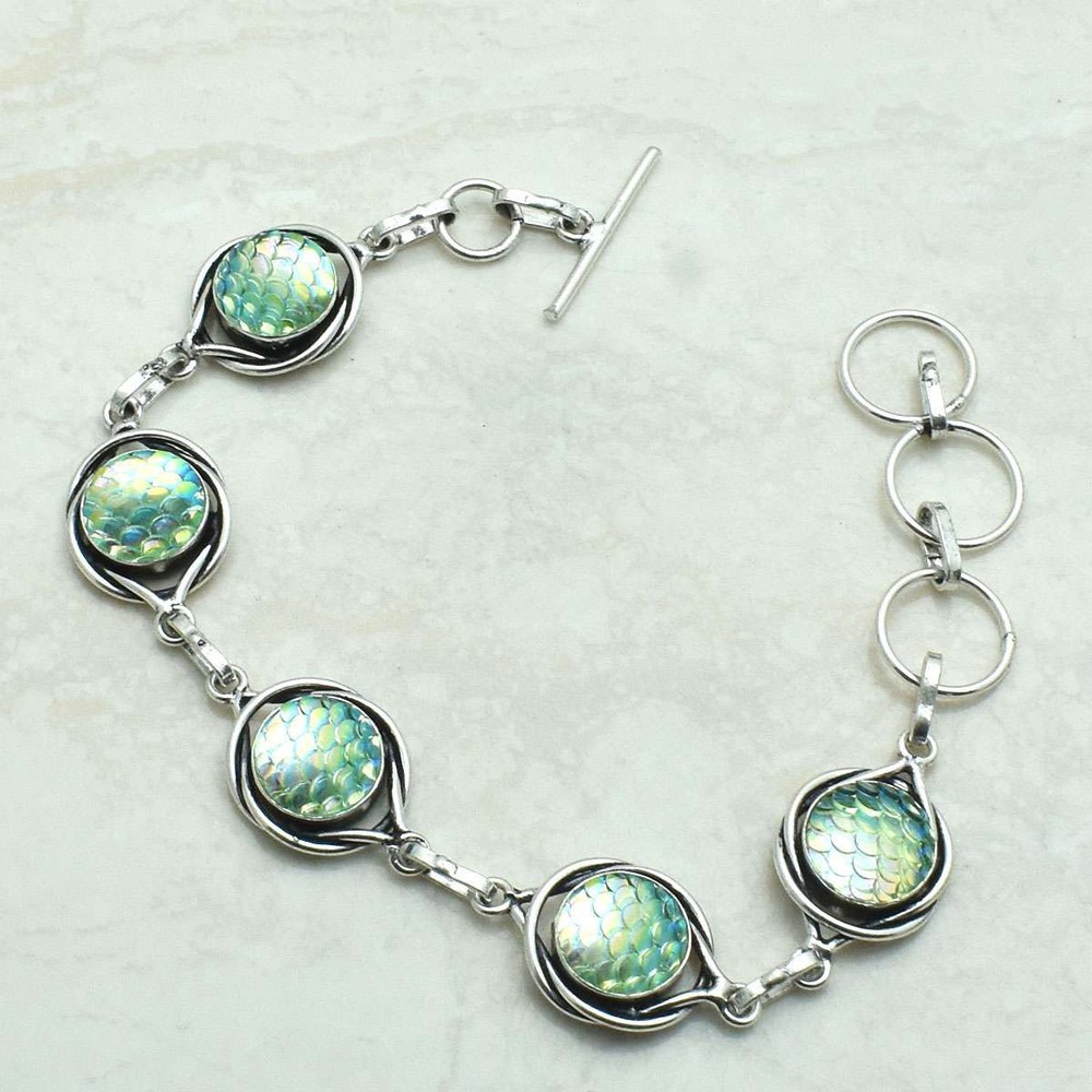 Rainbow Fish Titanium Gemstone Ethnic Handmade Bracelet Jewelry 21 Gms AB 68011