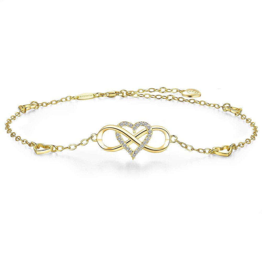 Anklets for Women 925 Sterling Silver Infinity Hear Ankle Bracelet Cubic Zirconi