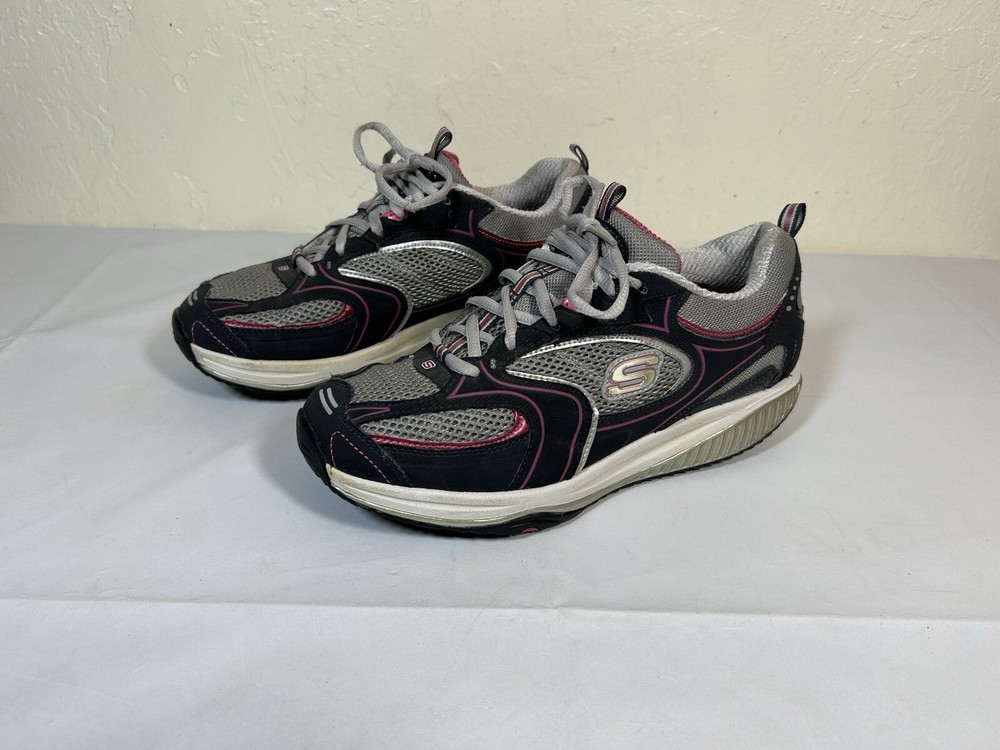 Skechers Shape Ups Rocker Walking Athletic Shoes Women's Size 9 Gray Black Pink