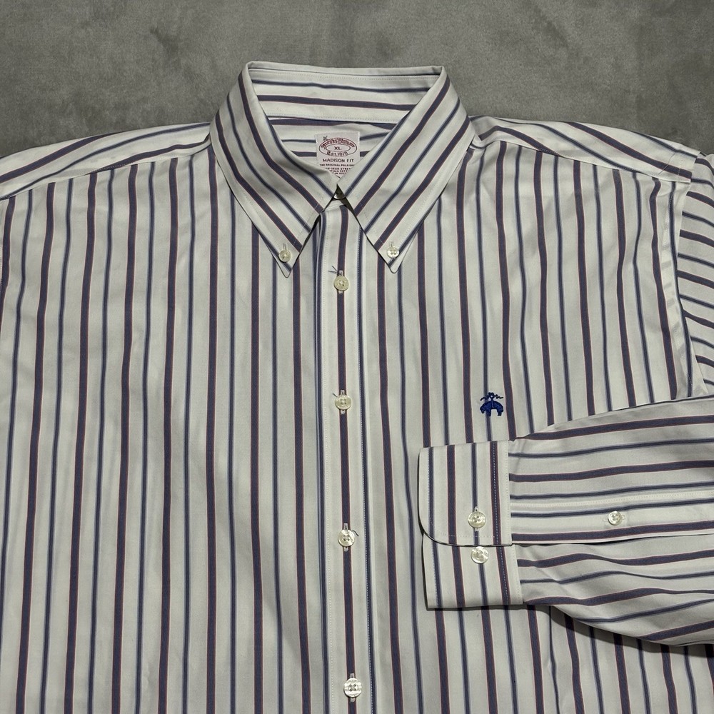 New Brooks Brothers Men's XL Madison Fit Button Down Dress Shirt Striped