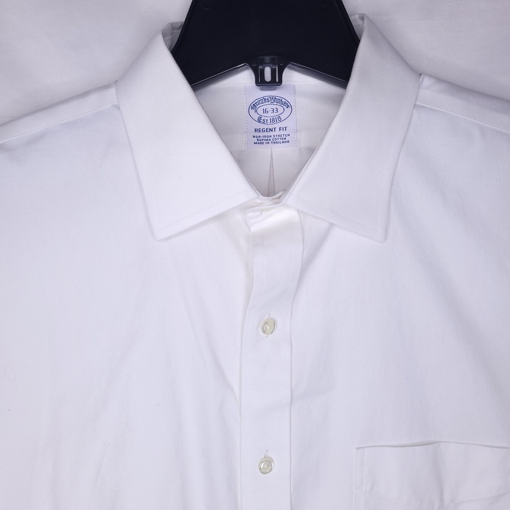 Brooks Brothers Dress Shirt Mens 16 White Supima Cotton Regent Non Iron