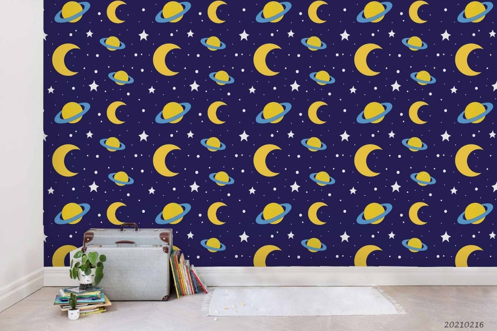3D Space Moon Planet Star Pattern Wall Murals Wallpaper Murals Wall Sticker
