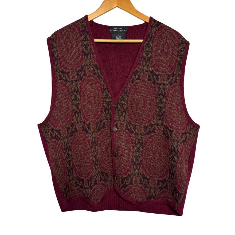 Vintage Generra Men’s Collective Wool Blend Sweater Vest Italy Size L 90s Preppy