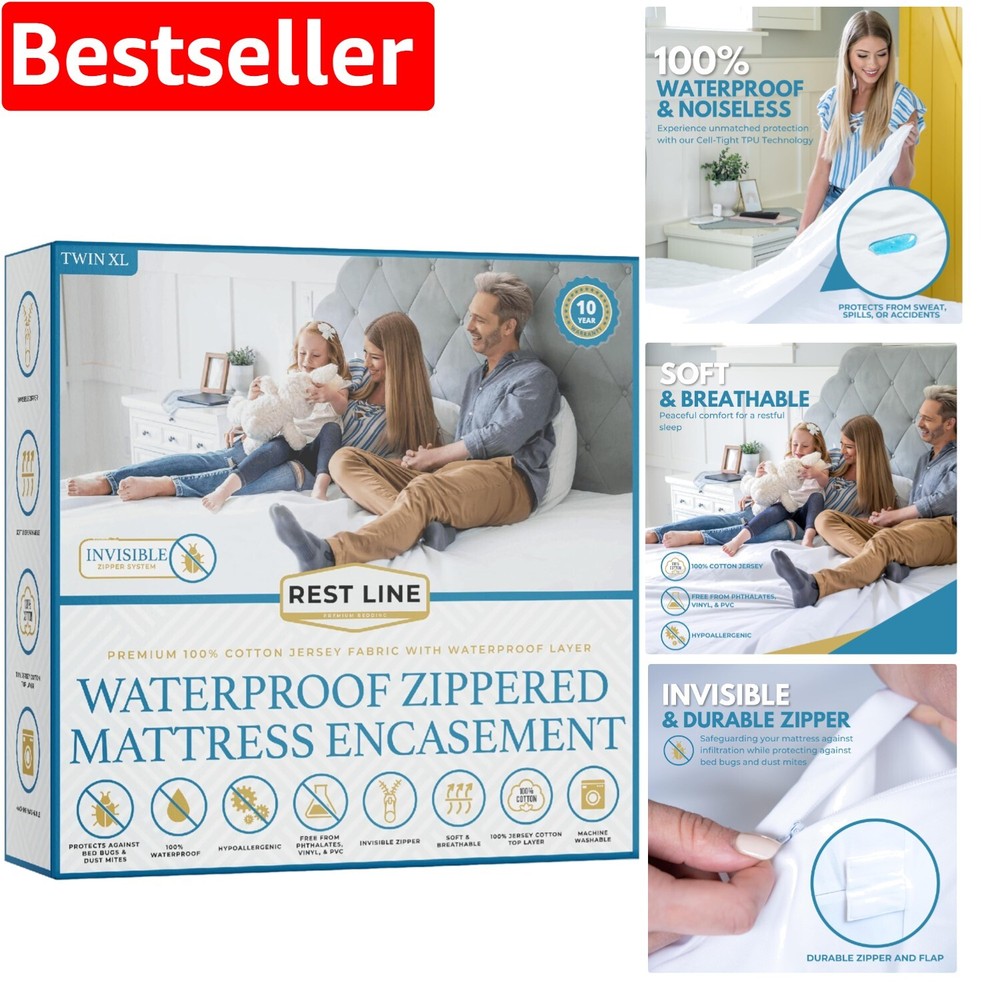 Soft Breathable Twin XL Waterproof Mattress Protector - Easy Wash & Install