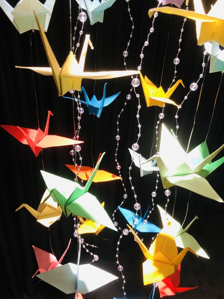 Premade Colorful Origami Paper Cranes Mobile Garlands Hanging Decorations Ori...