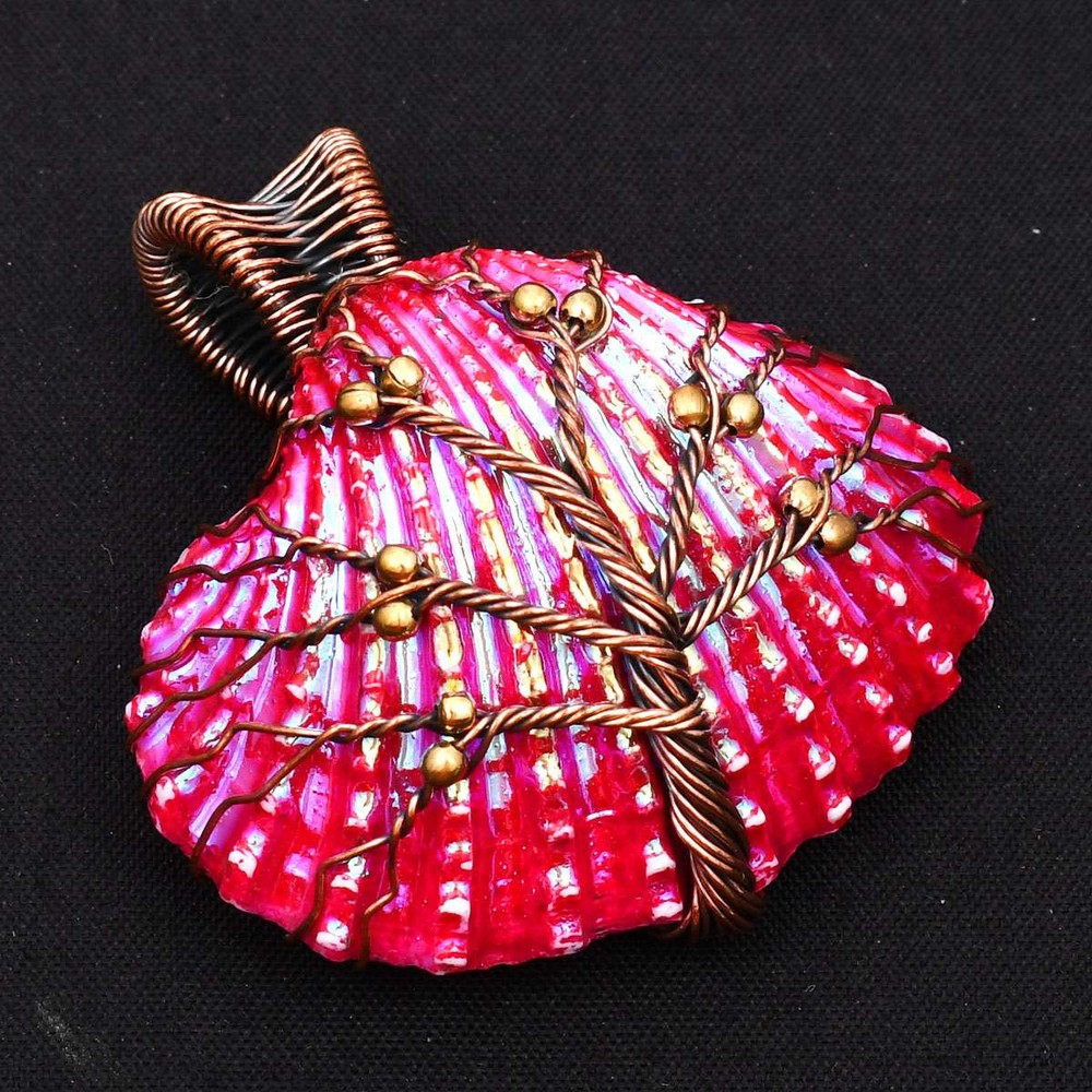 Tree Of Life Rainbow Titanium Shell Copper Wire Pendant Jewelry 1.88