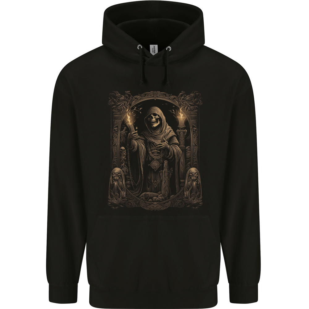 Gothic Grim Reaper Skull Heavy Metal Hoodie for Men - 80% Cotton