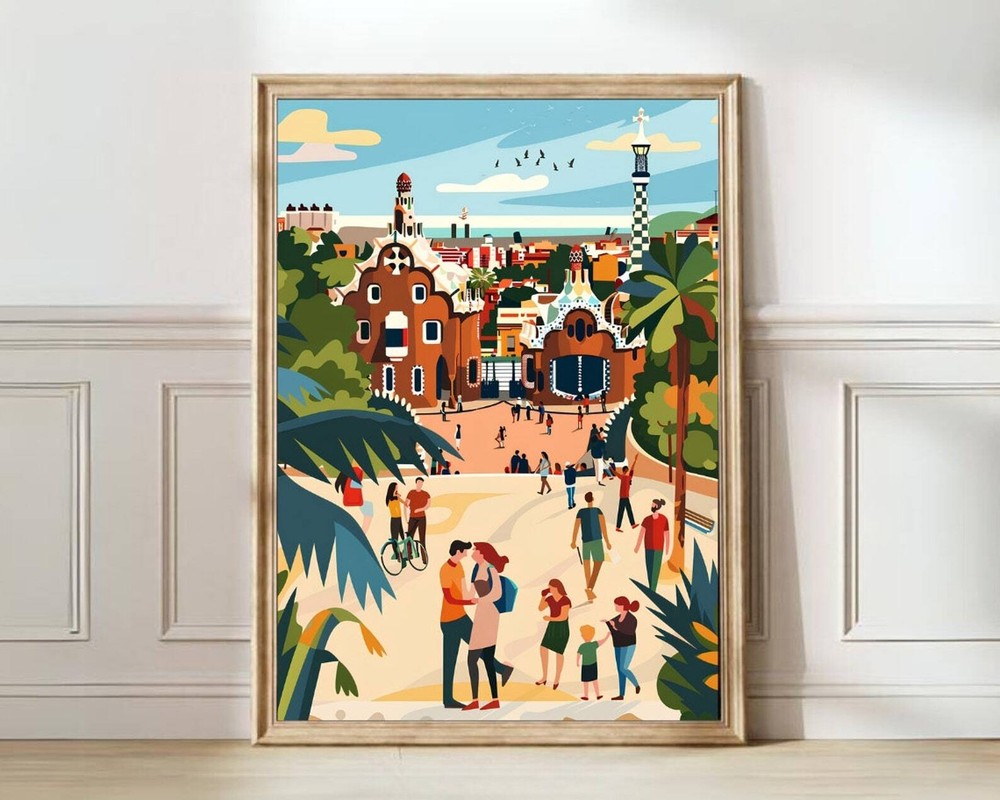 Barcelona Print Barcelona Illustration Spain Travel Poster Madrid Print New