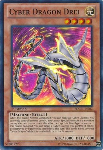 Cyber Dragon Drei SDCR-EN002 Super Rare 1st Edition Lightly Played