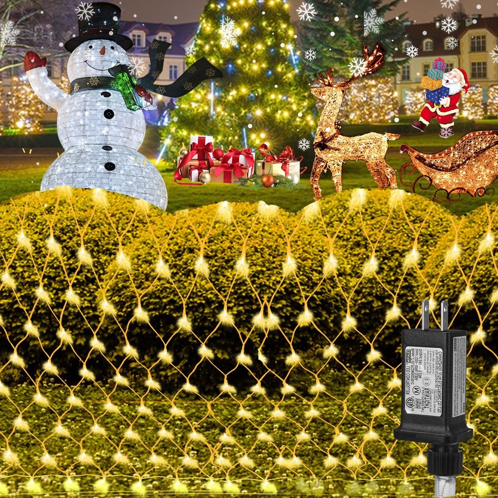 Upgraded 360 LED Outdoor Christmas Net Lights 12x5Ft Sturdy Mesh for Holiday Decor