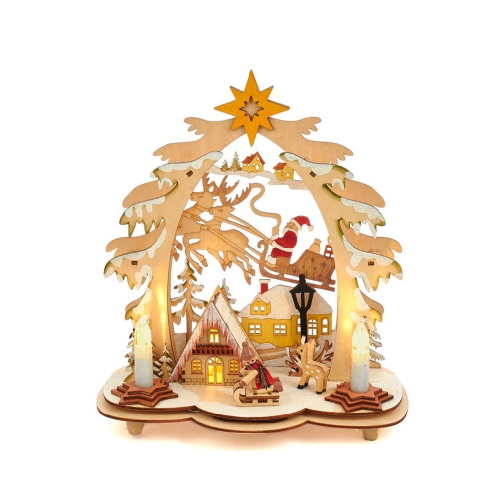Kurt Adler Wooden LED Santa Village House Battery Operated  