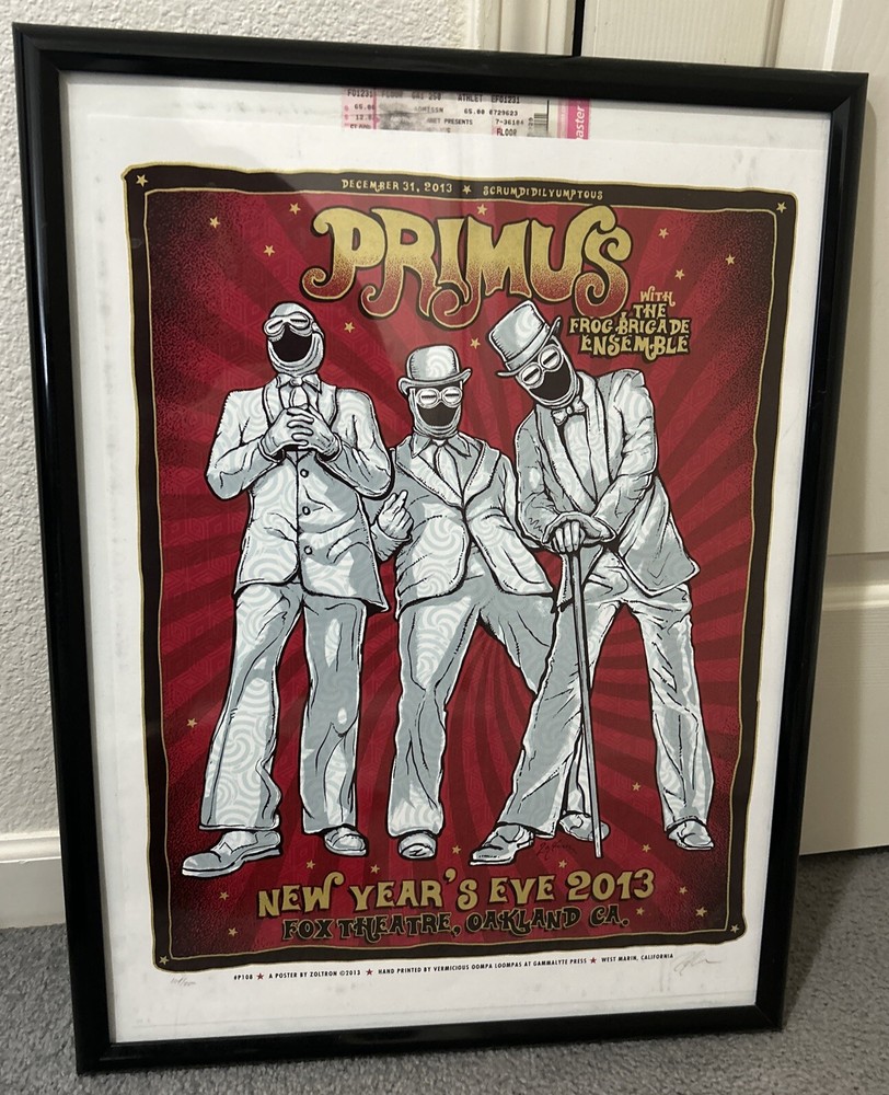 Primus Signed Concert Poster with Ticket 31 December 2013