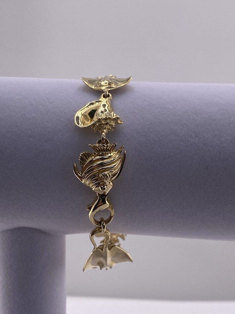 14K Gold Ocean Life Bracelet, 26.54 Grams