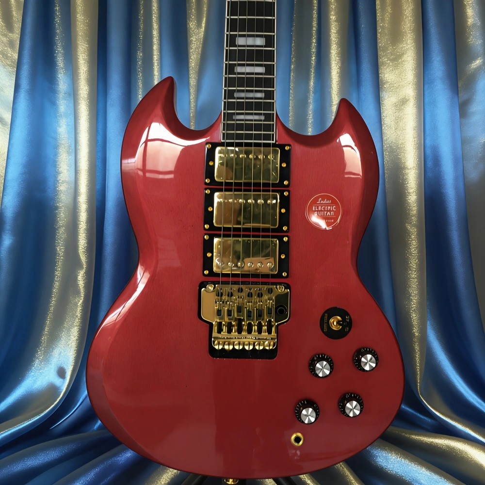 SG 3 Metallic Red Electric Guitar Floyd Rose Gold Hardware Triple Humbucker