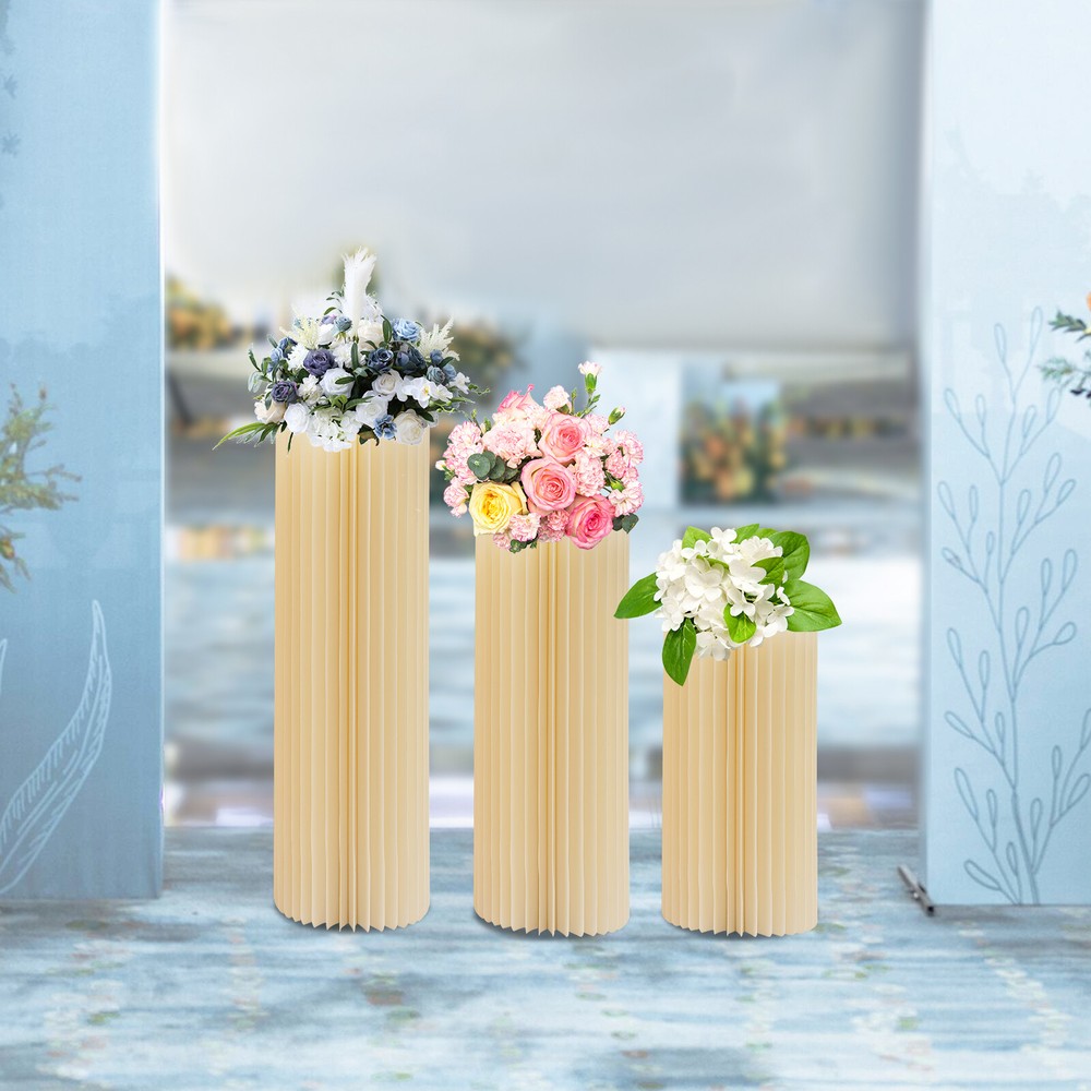 3PCS Foldable Cardboard Centerpiece Column Flower Stand Wedding Party Decoration