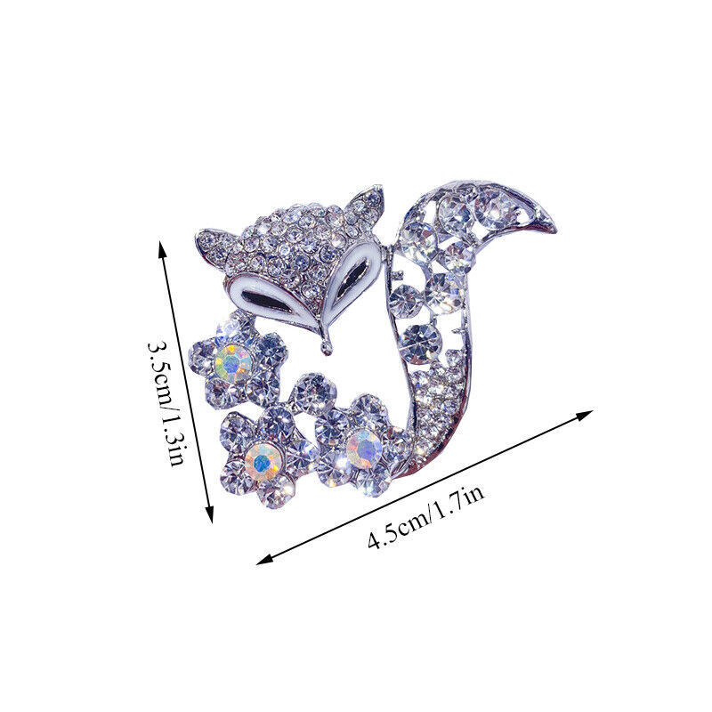 Fox Crystal Enamel Brooch Pin for Women Wedding Party Fashion Jewelry Gift