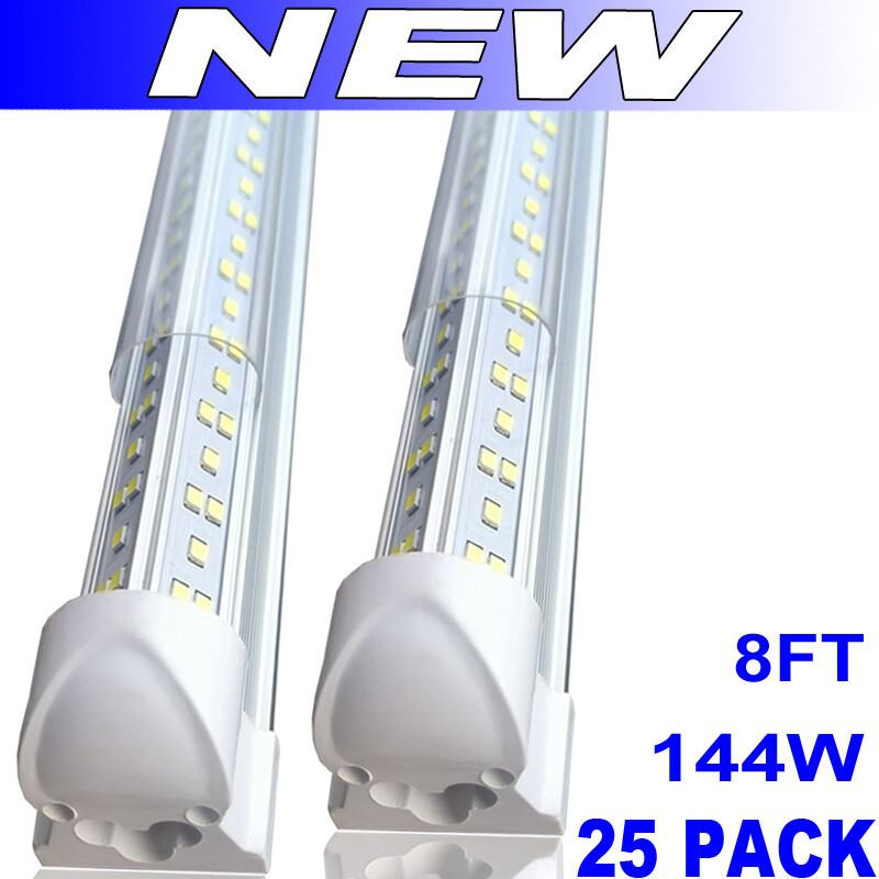 25 PC 8 Foot LED Shop Lights 144W Fixture 8ft T8 LED Tube Light 8' Garage Light
