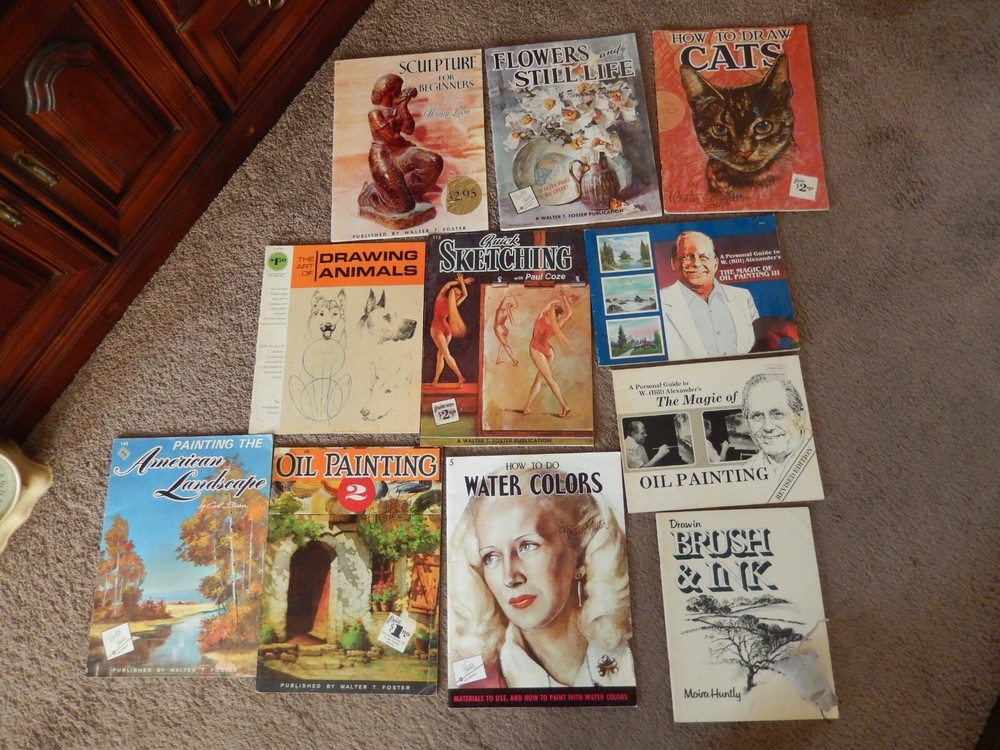 11 Vintage Walter T Foster Art Instruction Books for Painting Drawing Watercolor Sketching  