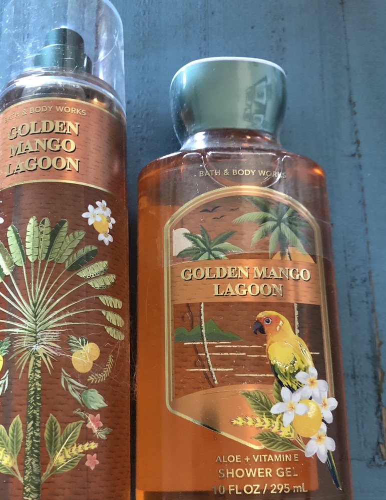 Bath & Body Works Golden Mango Lagoon Fragrance Mist & Shower Gel Set New