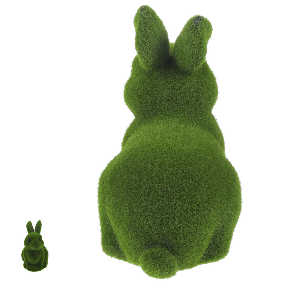 Large Green Moss Bunny Figurines for Outdoors Easter Rabbit Statue Child
