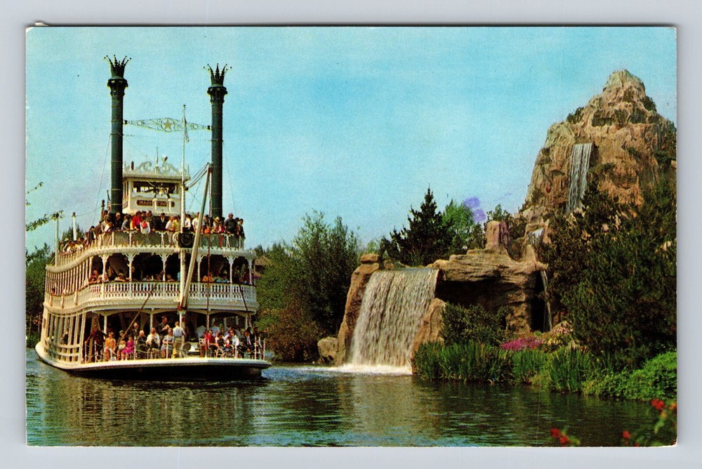 Vintage 1914 Mark Twain Steamboat Disneyland Anaheim CA Postcard PC
