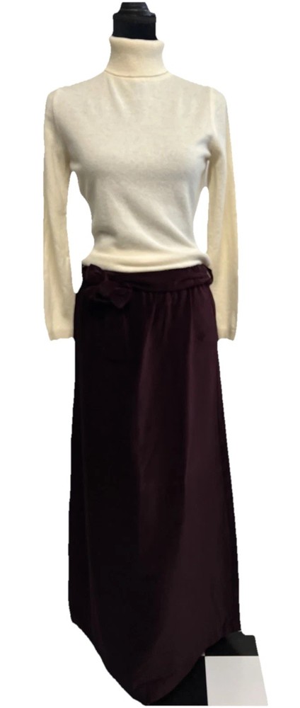 Vintage Velvet Burgundy Maxi Skirt Womens 7/8 Belt Gothic Vampire Witchy Boho