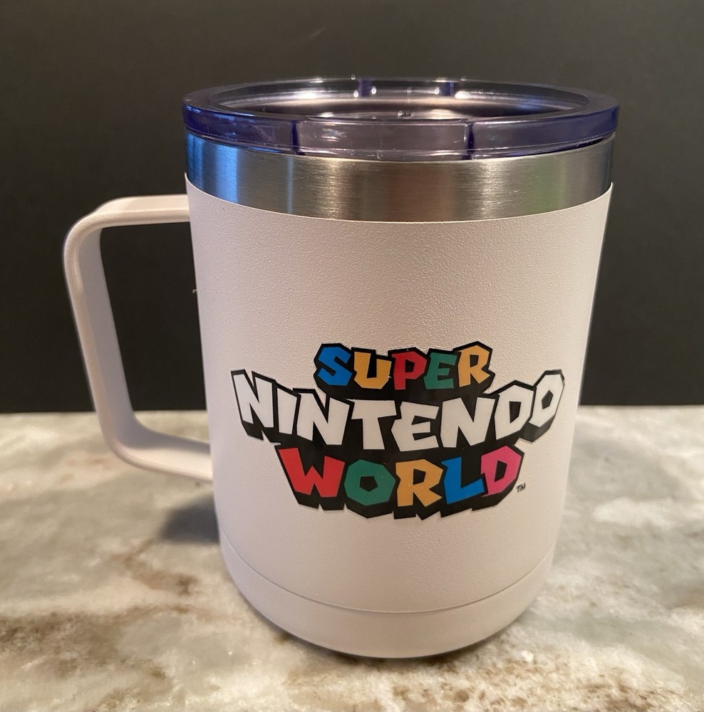 Super Nintendo World Stainless Steel White Cup Mug from Universal Studios New Unused