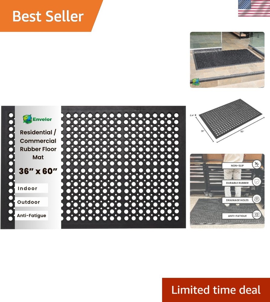 Anti Fatigue Non-Slip Rubber Floor Mat for Restaurant Bar with Drainage