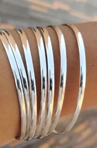 925 Silver Set of 7 Handmade Bangles for Men & Women