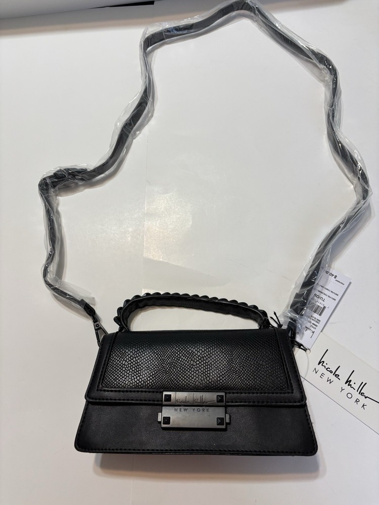 Nicole Miller NY Small Black Satchel Crossbody Bag