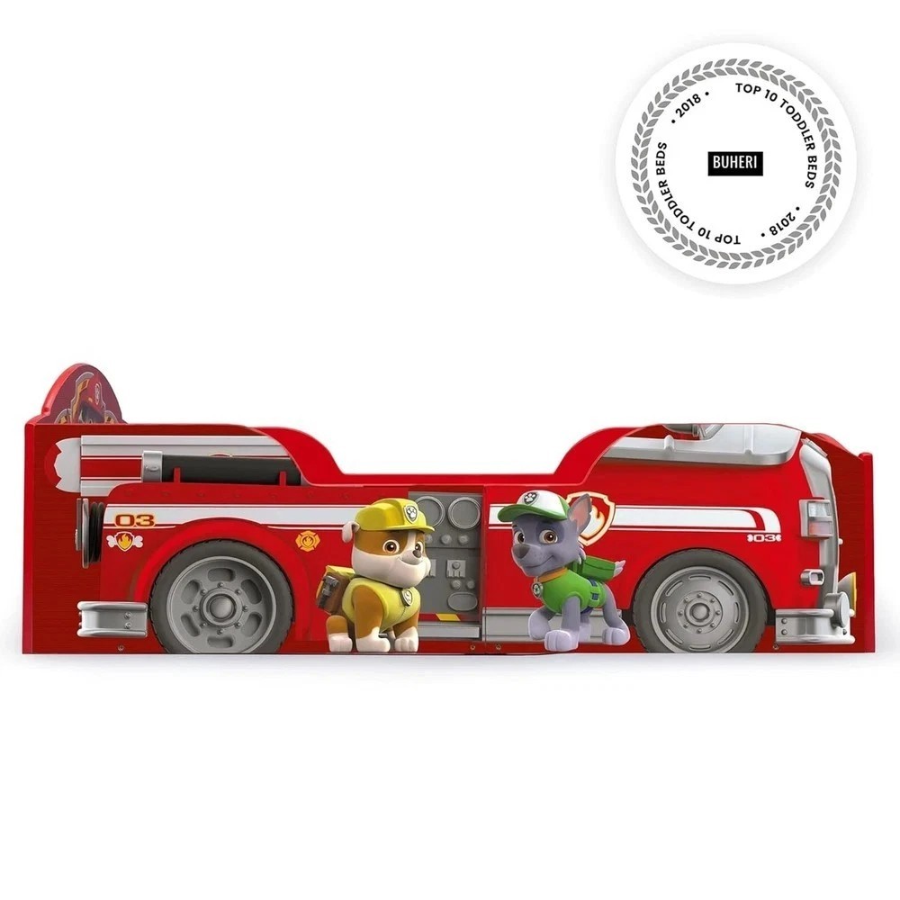 Paw Patrol Wooden Toddler Bed Fire Truck Themed for Boys Girls Kids Bedroom Furniture