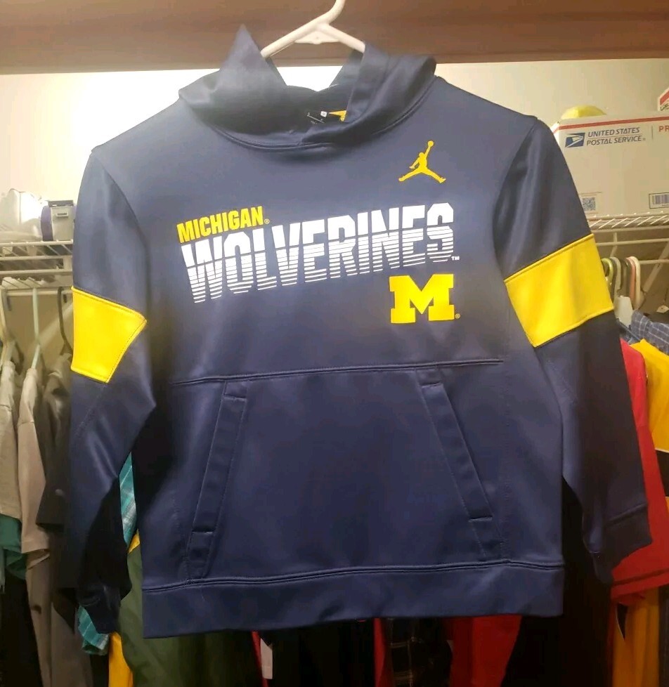 Kids Dri Fit Size Small Jordan Michigan Wolverines Hoodie
