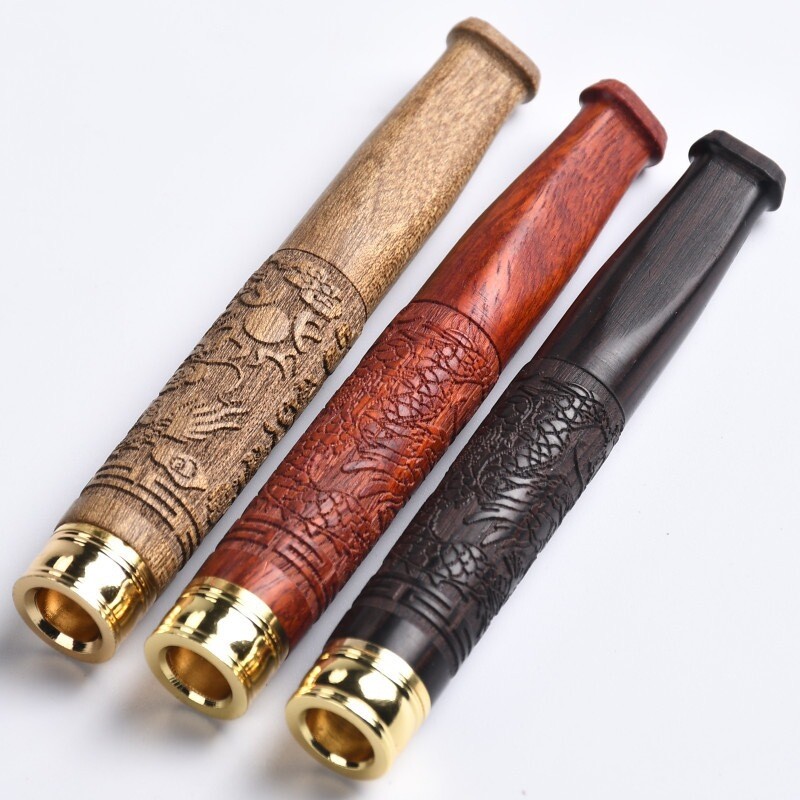 Detachable Cleaning Solid Wood Mouthpiece Dual Filtration Redwood Cigarette Hold