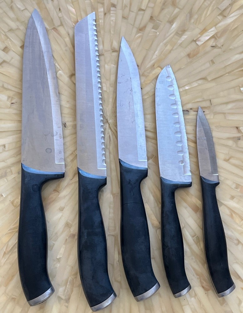 Henckels 5-Piece Assure Knife Set with Serrated Stainless Steel Blades and Black Handle  