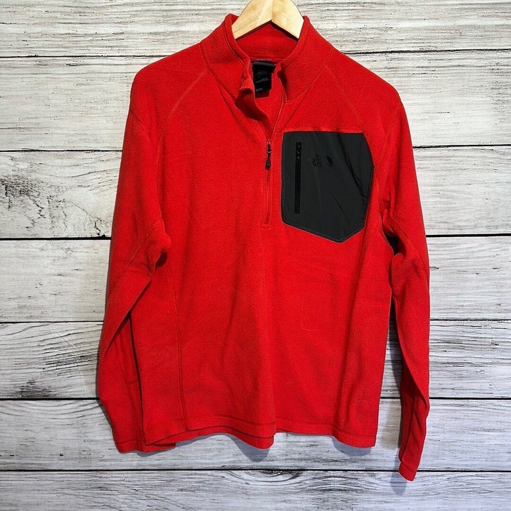 The North Face Men’s Medium Orange 1/4 Zip Fleece Pullover Sweater