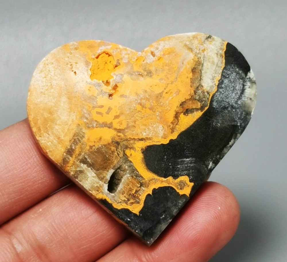 Rare Bumblebee Jasper Heart Reiki Stone Healing
