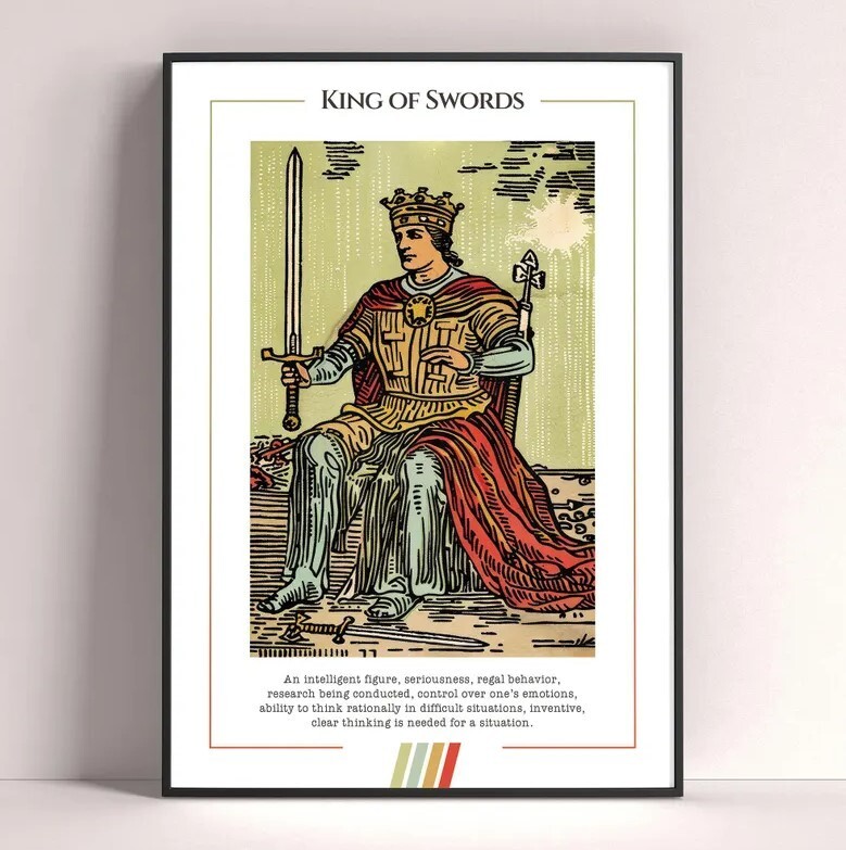 King of Swords Tarot Card Art Print and Poster Download
